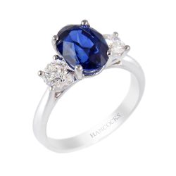 oval sapphire and diamond ring in platinum