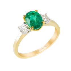 yellow gold emerald and diamond ring