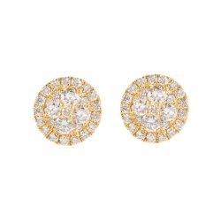 yellow gold diamond cluster studs