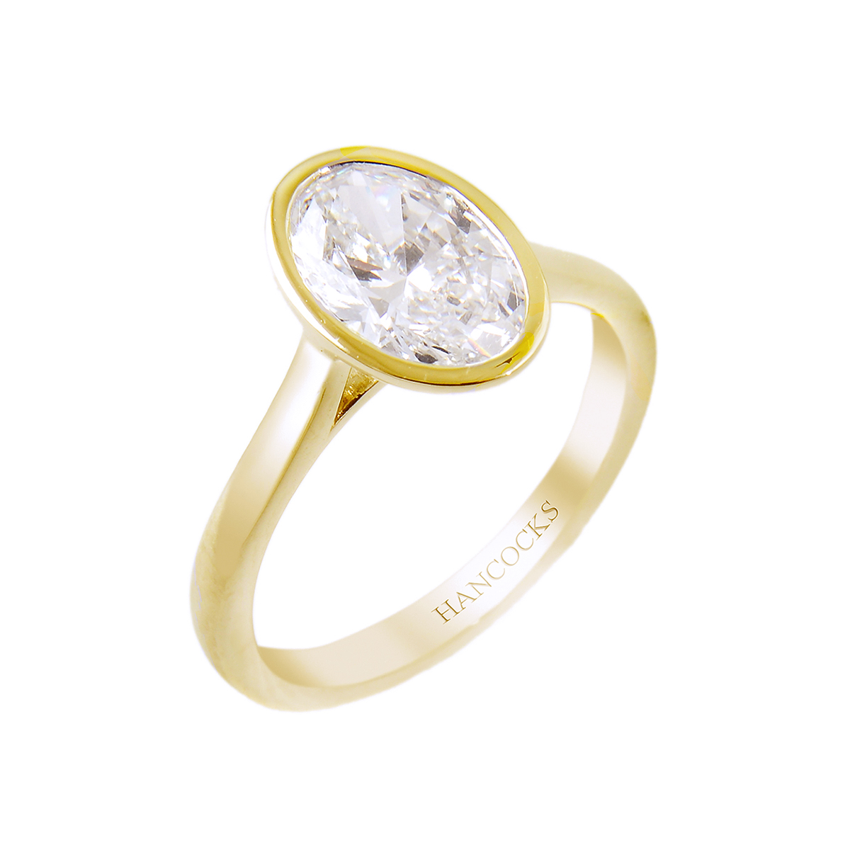 Oval Diamond Ring in Yellow Gold Rim Set | Hancocks Jewellers
