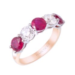 ruby and diamond eternity ring in yellow gold