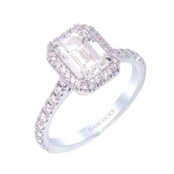 platinum emerald cut diamond cluster ring