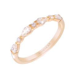 pear and brilliant cut diamond set wedding band in yellow gold
