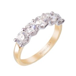 brilliant cut diamond 5-stone eternity ring