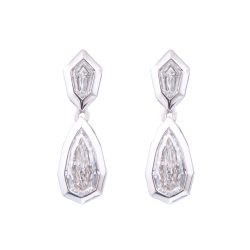 pear shaped diamond double drop earrings