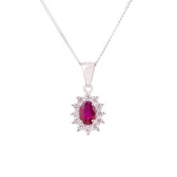 ruby and diamond cluster pendant