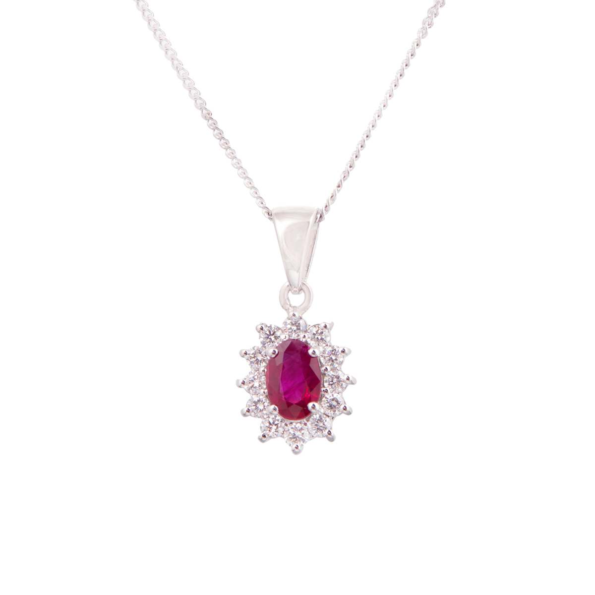 ruby and diamond cluster pendant