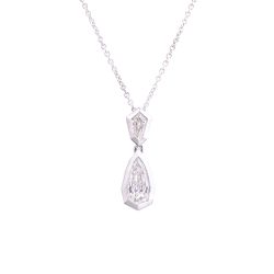 white gold pear shaped diamond drop pendant