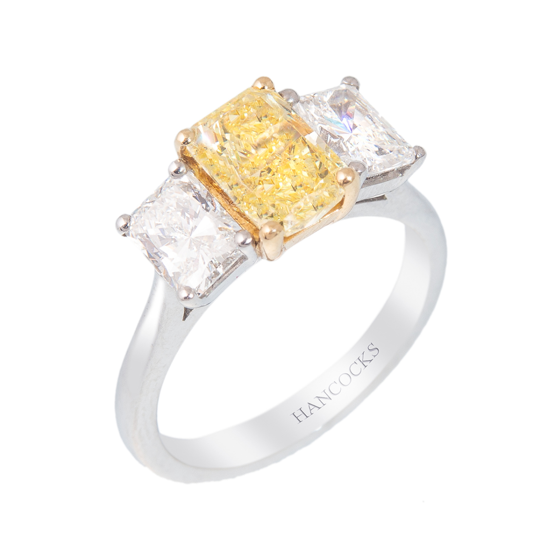 Radiant Cut Yellow Diamond 3-Stone Ring