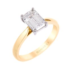1.78ct emerald cut diamond single stone ring in gold