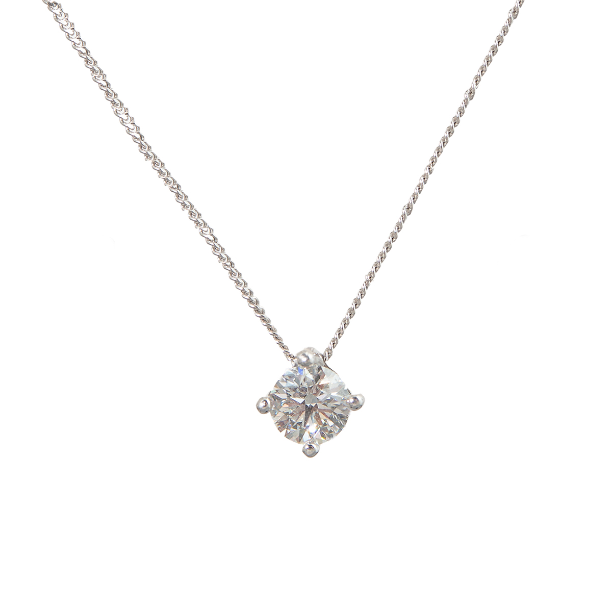 brilliant cut diamond pendant in platinum