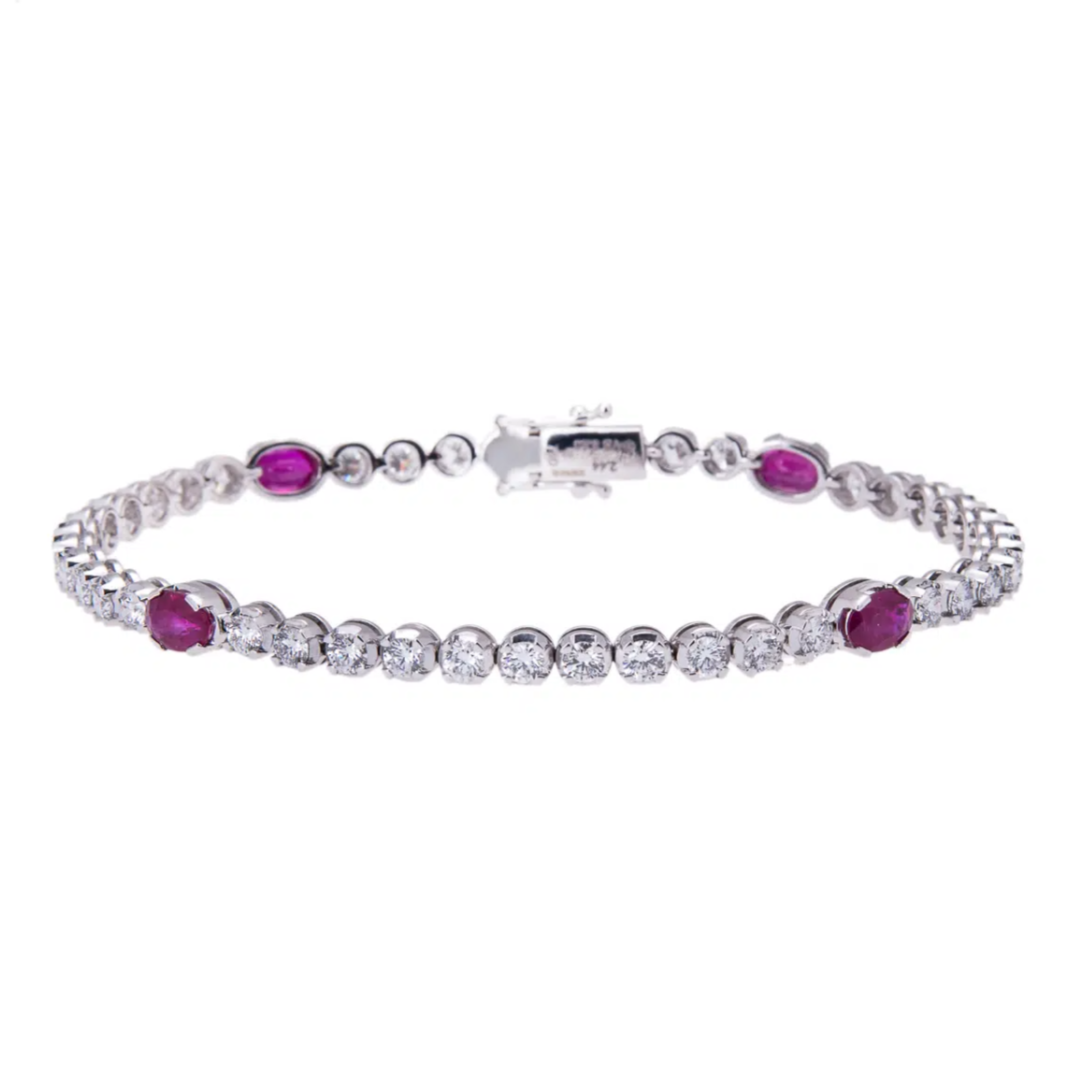 18ct White Gold Ruby and Diamond Bracelet