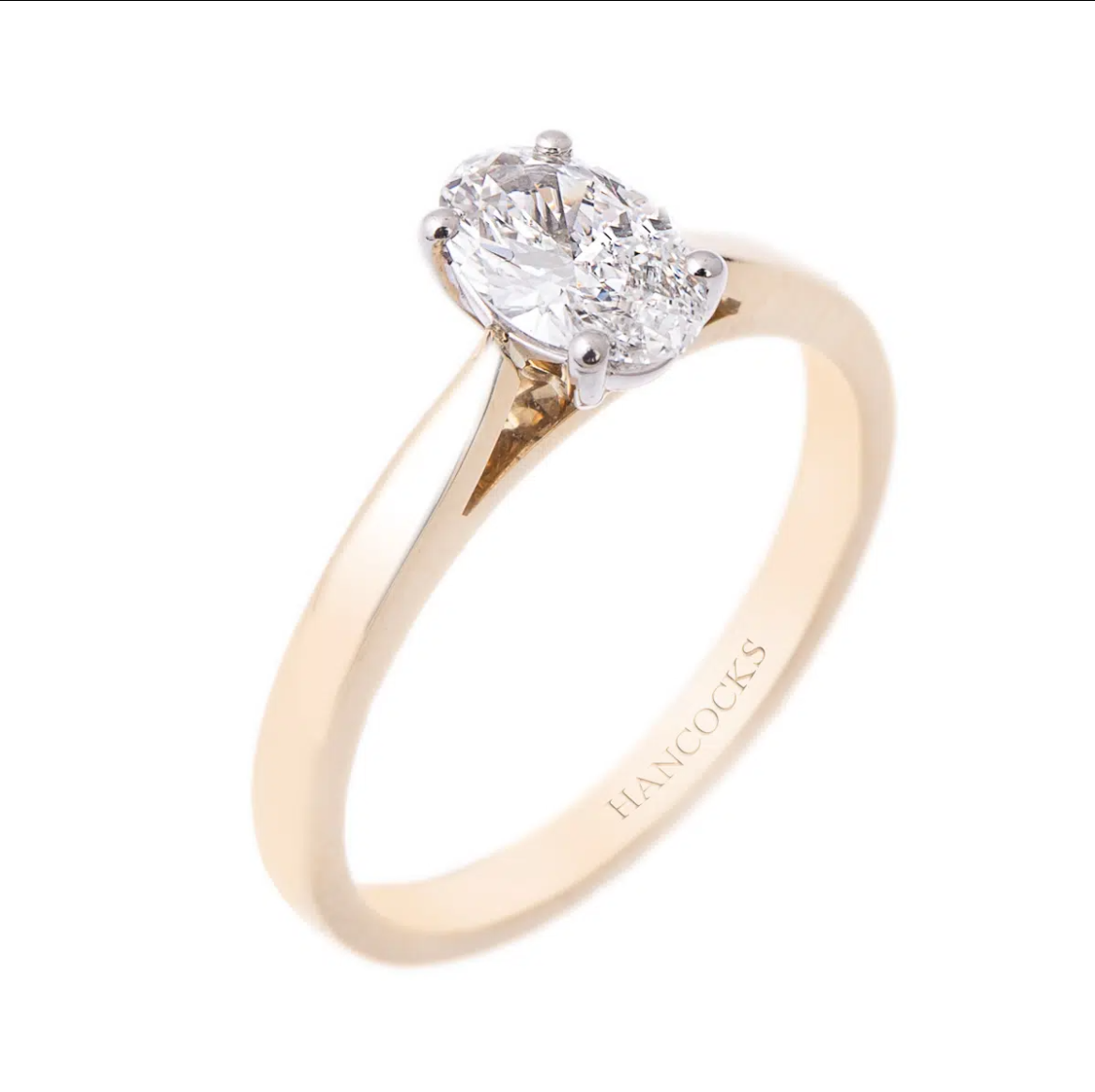 Oval Cut Diamond Single Stone Ring in Yellow Gold. Delicate jewellery in gold.