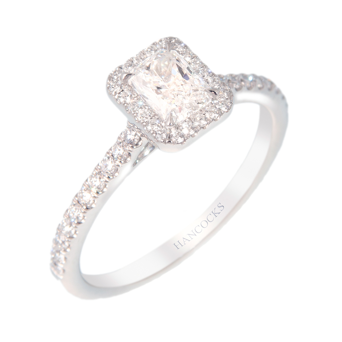 Diamond Jewellery, radiant cut cluster ring.