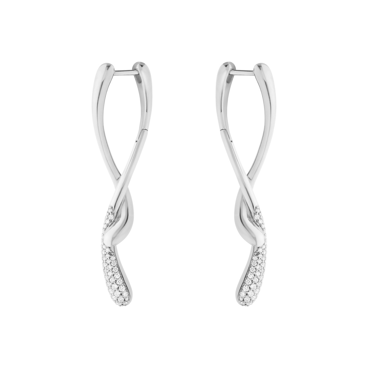 silver and diamond Mercy Swirl earrings