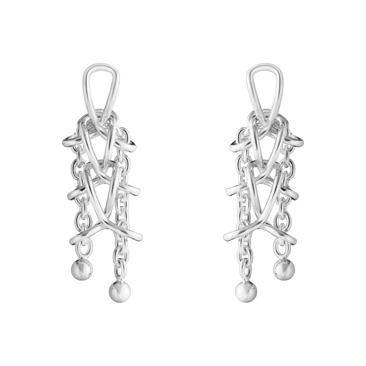 silver double Weft design Georg Jensen earrings