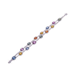 multi coloured sapphire and diamond 2 row bracelet