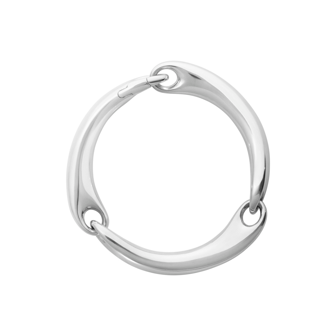 Reflective Silver bangle on a white background. Summer jewellery photoshoot product photo.