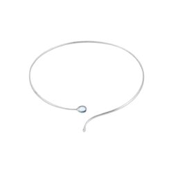 Silver Torun neck ring with Blue Topaz