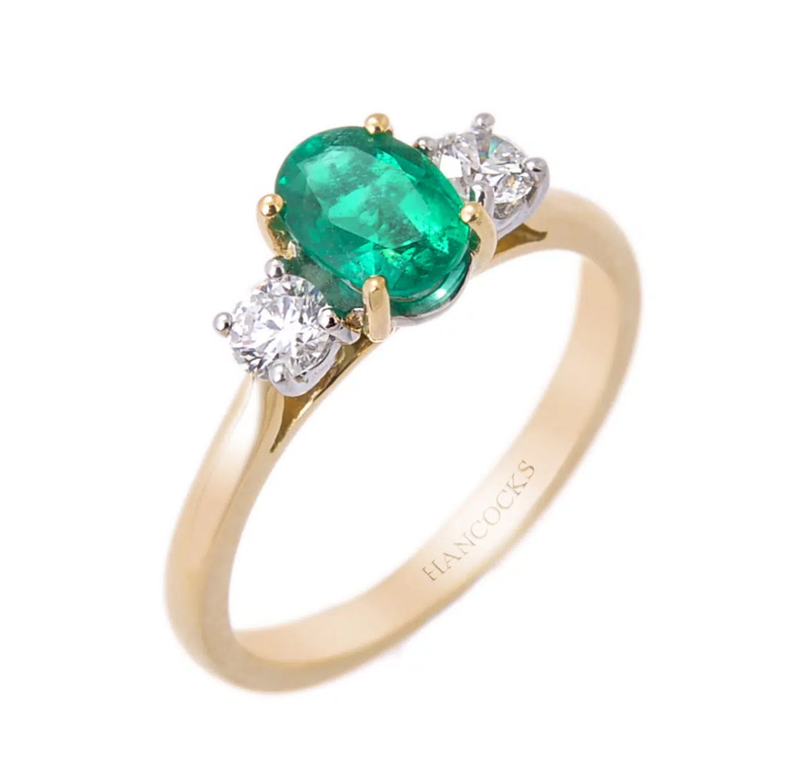 Yellow Oval Emerald and Diamond Ring