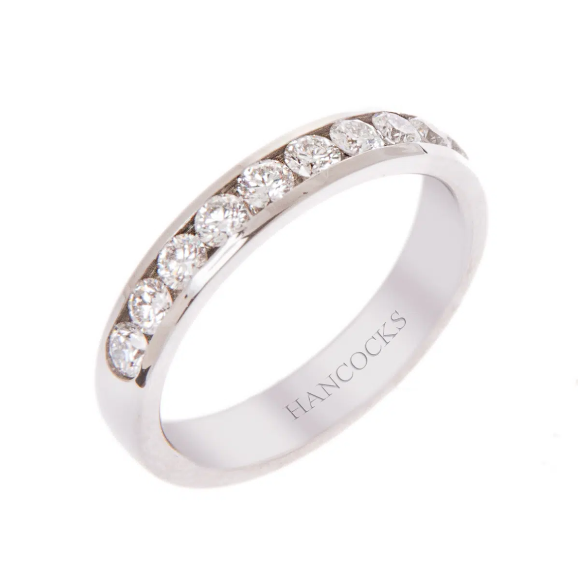 channel set diamond platinum wedding