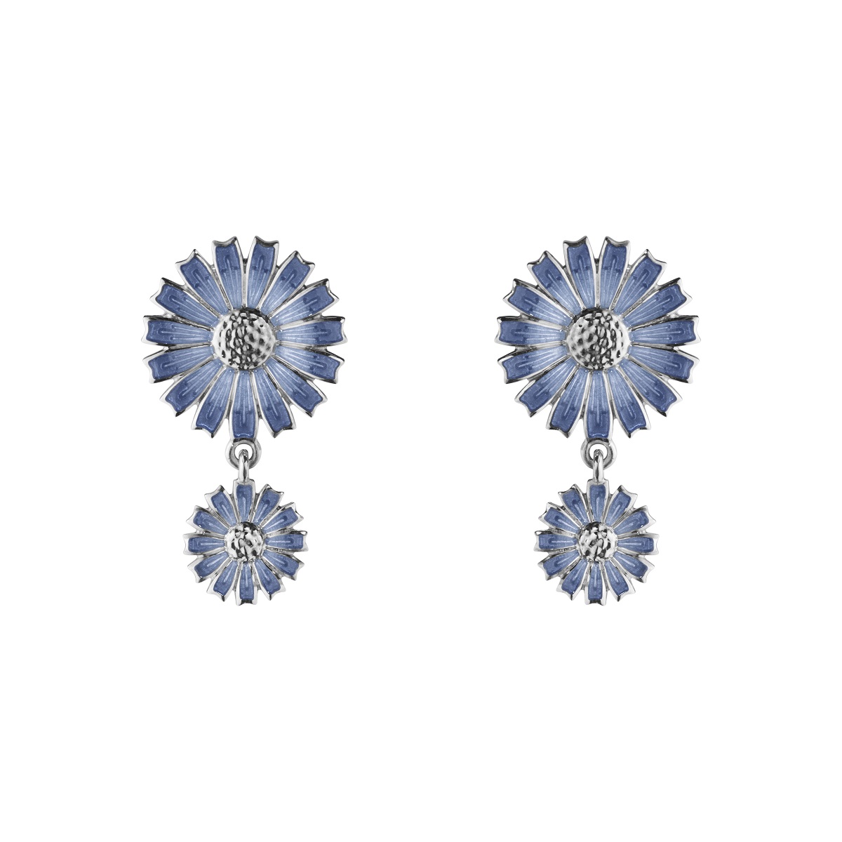 blue enamel Georg Jensen Daisy earrings