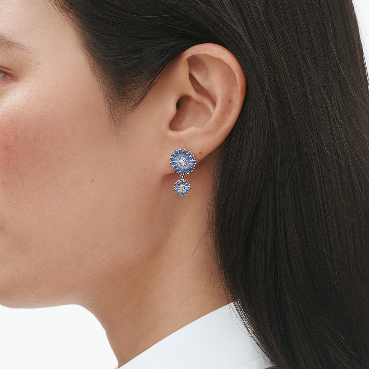 Georg Jensen Blue Daisy Double Earrings - Image 3
