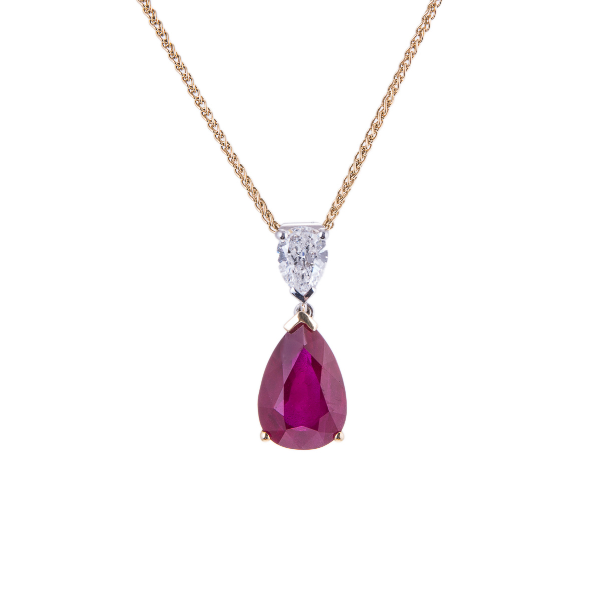 Ruby and Diamond Double Pear Drop 