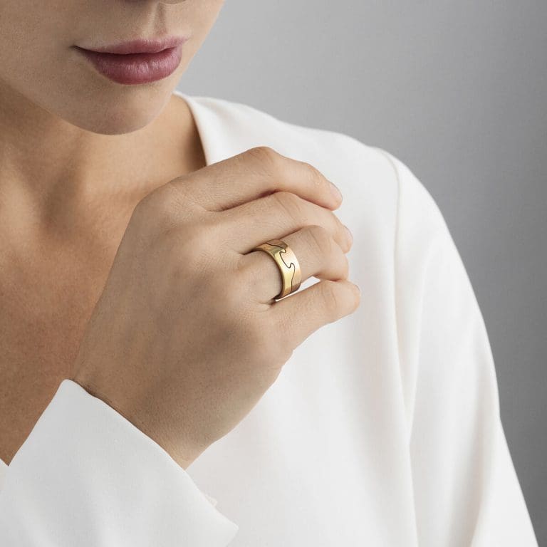 Georg Jensen 18ct Rose gold Fusion end ring OnModel__3541700 3541680 FUSION ring rose gold combination1