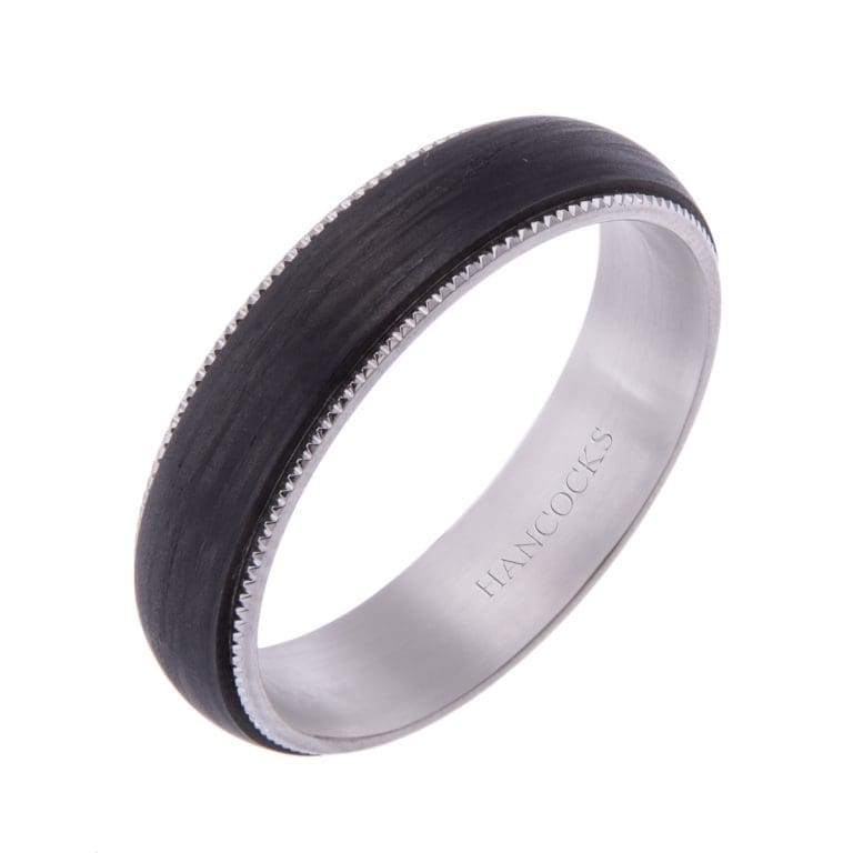 gents black carbon wedding ring