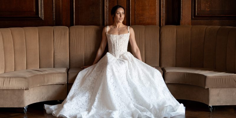 Bride sitting a north west wedding venue room