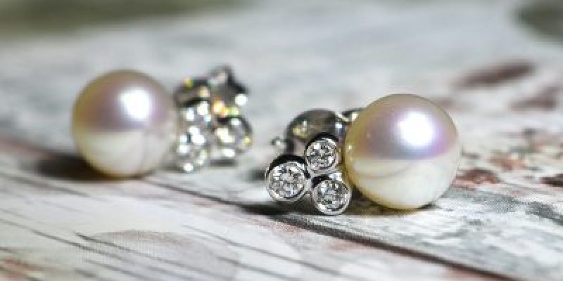 Pearl and Diamond Stud Earrings