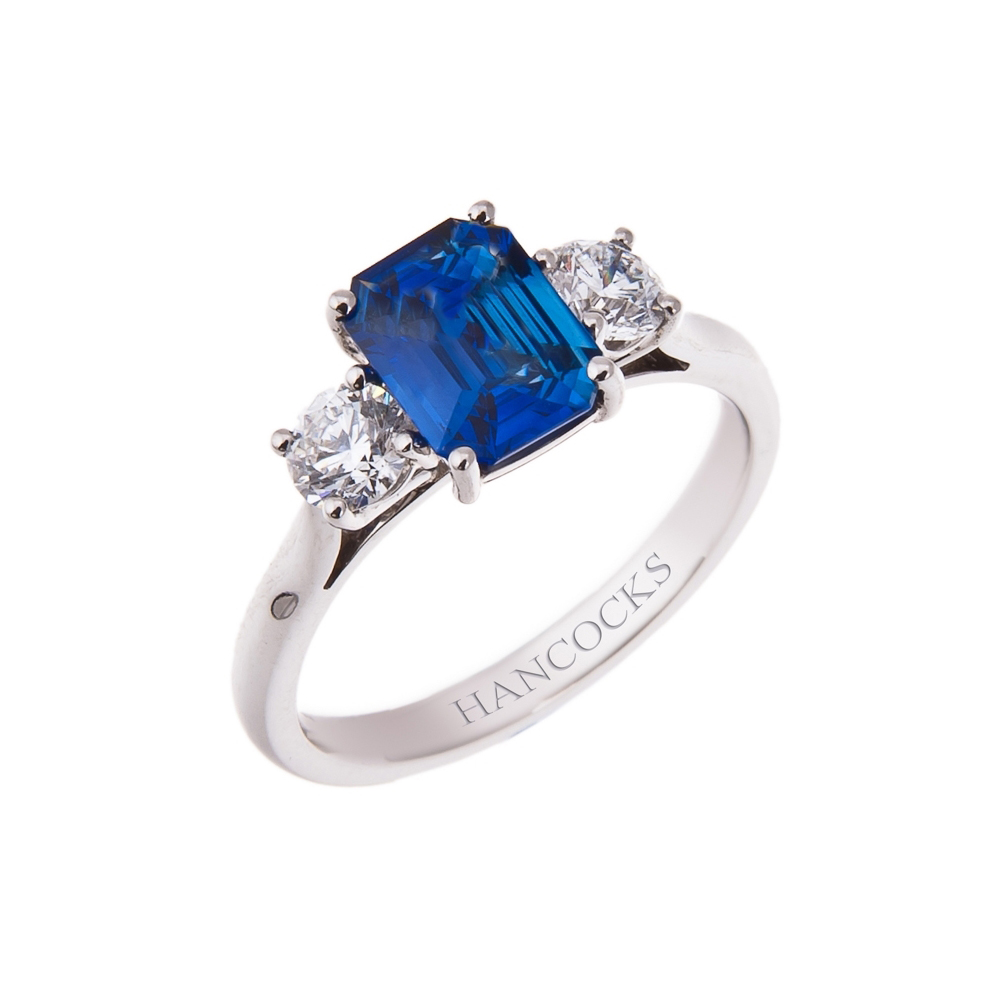 Rectangular Sapphire and Diamond Ring Hancocks Jewellers