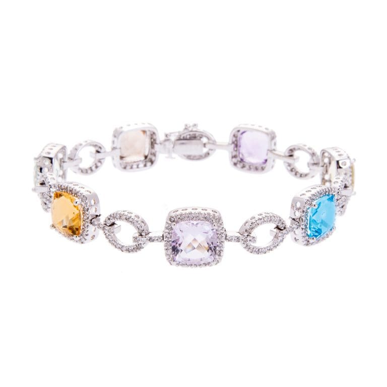 white gold multi gemstone bracelet with diamonds HC 100719 3
